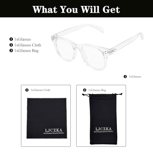 Image of LJCZKA Blue Light Blocking Glasses for Women Men Retro Square Frame Computer Gaming Glasses Anti Eyestrain Eyeglasses