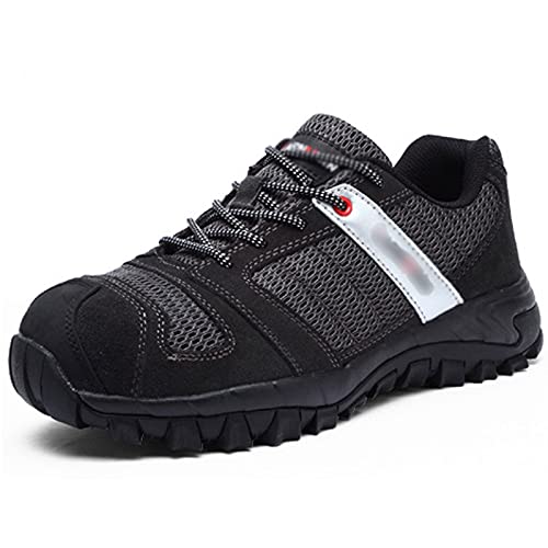 CAICAIL Atmungsaktive Stahlkappen-Schuhe für Herren, rutschfeste Leder-Sicherheitsschuhe, Anti-Smash- und Anti-Piercing-Arbeits-Stahlkappen-Stahlbodenschuhe,1,44 Cover