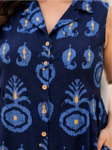 Image of Indietoga Women Plus Size Printed Cotton Midi A-line Dress (XL to 7XL)