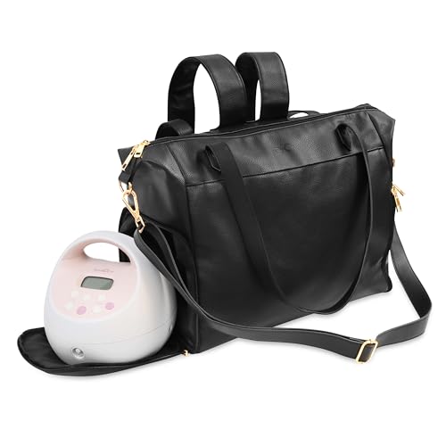 Image of Incognitote Breast Pump Bag - Convertible Breast Pump Backpack - Vegan Leather Pumping Bags for Work w/Luggage Sleeve, Prep Mat - Breast Pump Travel Bag - Pumping Bag Compatible with Spectra