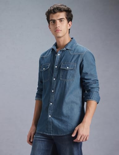 Image of INKD Men's Regular Fit Shirt - 100% Cotton | Casual Shirts for Men | Full Sleeve