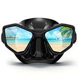 Scuba Mask Adults, Snorkel Diving Mask, Freediving Mask, Snorkeling Gear Swimming Goggles HD Tempered Glass, Low-Volume Dive Mask with Nose Cover, Anti Fog Anti Leakage