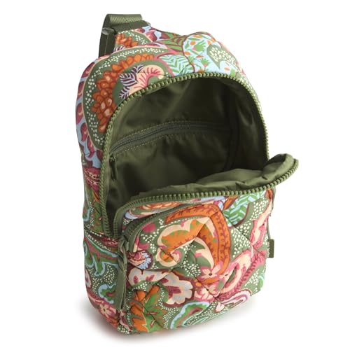 Image of Vera Bradley Women's Featherweight Lorman Sling Backpack, Leaf Me Not Paisley, One Size