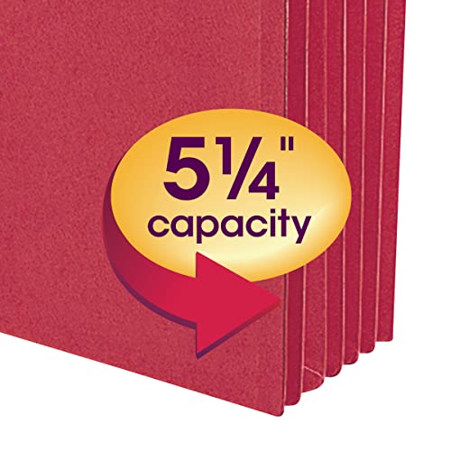 Smead File Pocket, Straight-Cut Tab, 5-1/4" Expansion, Legal Size, Red, 10 Per Box (74241) #TOP1