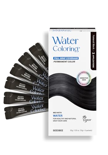 Korean Permanent Hair Dye, Powder Hair Color Kit, Natural Black,