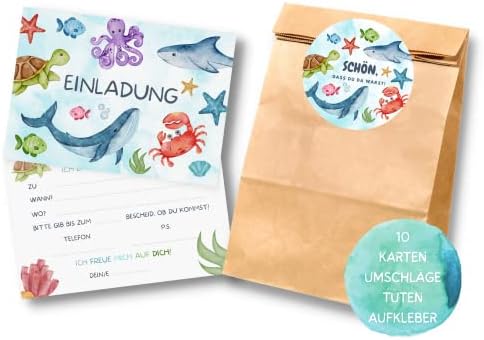 Lot De 10 Cartes D'invitation D'anniversaire Licorne Carte D