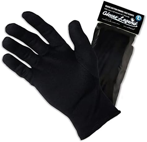 Size Large - 6 Pairs (12 Gloves) - Gloves Legend Black 100% Cotton Jewelry Coin Parade Fashion Costume Inspection Work Gloves