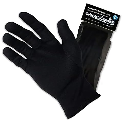 1 Pair (2 Gloves) - Gloves Legend Black 100% Cotton Jewelry Coin Parade Fashion Inspection Work Costume Gloves - Size Large Cover