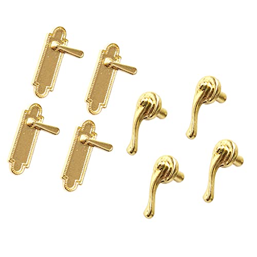 Gazechimp 8 Stück Puppenhaus Miniatur Tür Pull Griffe + Schlösser Set für 1/12 Puppenstube Tür Zubehör