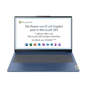Lenovo IdeaPad Slim 3 Laptop | 15.6" FHD Display | AMD Athlon Silver 10 | 128GB SSD | 8 GB RAM | AMD Radeon Grafik | QWERTZ | Windows 11 | Abyss Blue | 3 Monate Premium Care