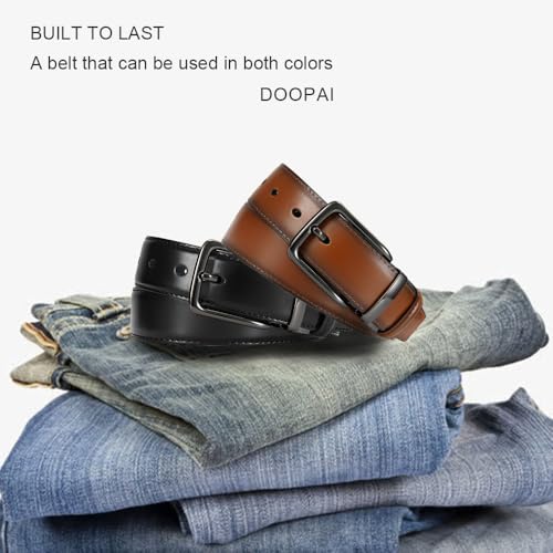 Image of DOOPAI Reversible Leather Belt for Men 1.25 inch - Dual Sided Dress and Casual Belt, Trim to Fit, 2 Styles in One Belt
