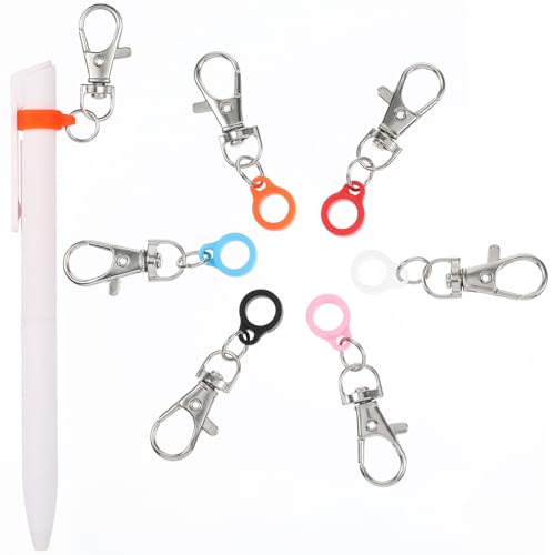 Wanmu Colorful Pen Holder 6Pcs Silicone Pen Clips with Lobster Clasp Pen Holder for Lanyard Nurse Supplies Pen Converter, Retractable Pen Holders for Nurses, Badge Reel Accessories