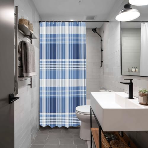 Rideau de douche bleu hivernal 180x180 cm Batmerry en polyester imperméable - 3