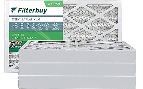 Filterbuy 16x25x4 Air Filter MERV 13, Pleated HVAC AC Furnace Filters (4-Pack, Platinum)