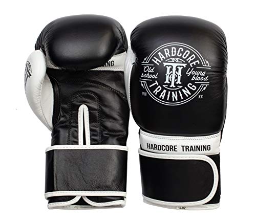 Guantes de boxeo para Muay Thai y kickboxing Hardcore Training Black & White de sparring