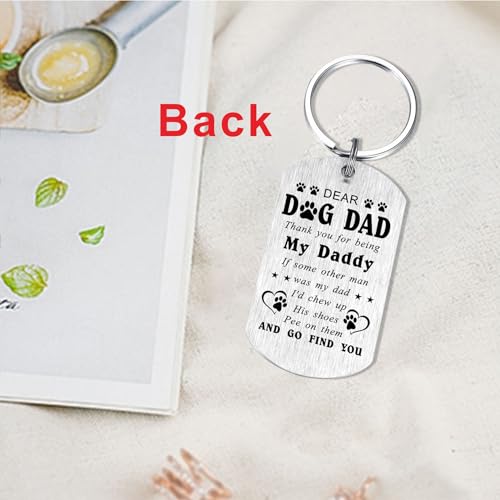 Image of Laluminter Fathers Day Dog Dad Gifts - Best Dog Dad Ever Keychain - I Woof You Gift from Doggy to Daddy