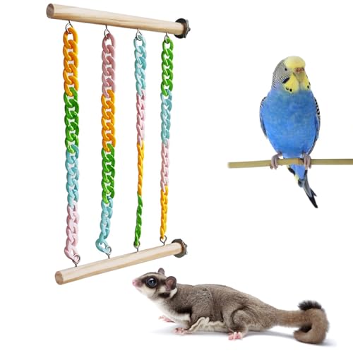 Sugar Glider Toys for Cage (1Pack),Sugar Glider Cage Accessories,Climbing Toys Ropes Hanging Swing,Colorful Chains Sugar Glider,Rat Enrichment Toys,Small Pet Swing Toys for Rats&Birds