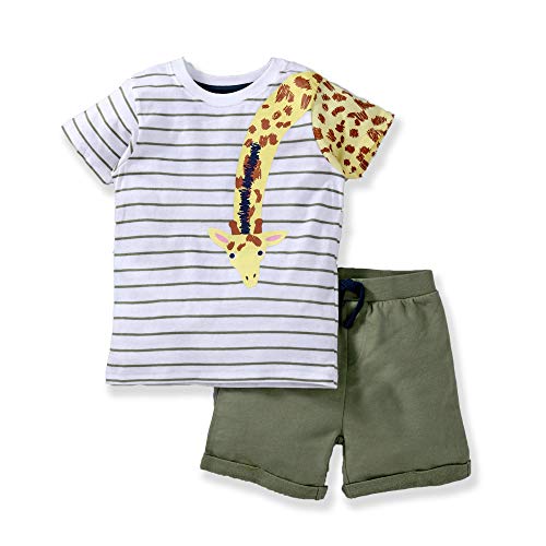 Image of TONYBOY Baby Boy's Cotton Suit (2364 White Khaki 0-3 Months)