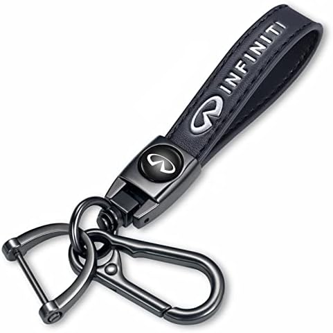 Dresleep Genuine Leather car Keychain Suitable for Infiniti QX50 Q50 Q70 Q70L Q60 QX30 QX60 QX80 Key Ring Lanyard Accessories Key Chain Keyring Business Gift Birthday Present，Black