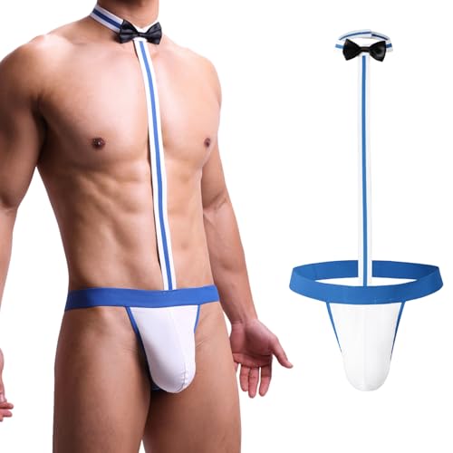 Men's Thong Underwear Mikini Banana Hammock for Men Black Bow Tie Suspenders for Men