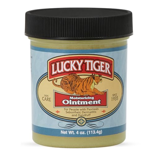 Lucky Tiger Moisturizing Ointment (4 oz) Therapeutic Sulfur Cream for Seborrheic Dermatitis Psoriasis & Dandruff Relief Soothing Colloidal Sulfur & Salicylic Acid Formula Trusted Since 1935