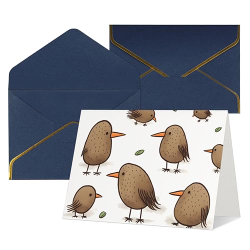 QMNKLET Tarjetas de felicitación con sobres, diseño de pájaros kiwi, tarjeta de felicitación en blanco de 4 x 6 pulgadas, tarjetas de felicitación para cumpleaños, baby shower, felicitaciones, boda,