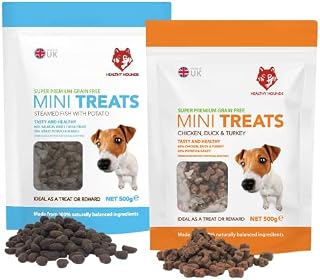 Healthy Hounds Grain Free Dog Training Treats - 1 x Poultry and 1 x Fish - 2 Pack Set x 500g each - Hypoallergenic Natural Puppy Treat for Skin, Coat & Joint Health