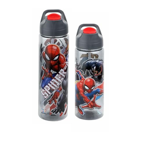 Image of SKi Homeware GLIDE Sipper Bottles Combo| 800 ML+650 ML | for School, Sports | Teens and Kids | set of 2 bottles | Leakproof, Pop-up Sipper with Handle| Character Merchandise | Spiderman