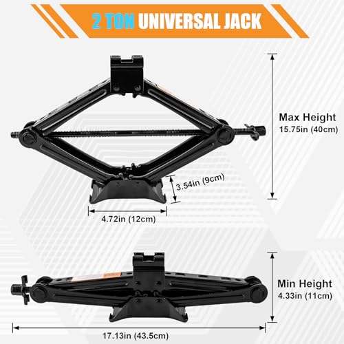 Beaiguna Portable Car Jack Kit, 2 Ton (4409 lbs) Scissor Jack for Car, Upgrade Emergency Spare Tire Changing Repair Kit, Scissor Jack Kit with Lug Wrench, Universal Vehicle Scissor Lift Jacks for SUV by Beaiguna - Image 2