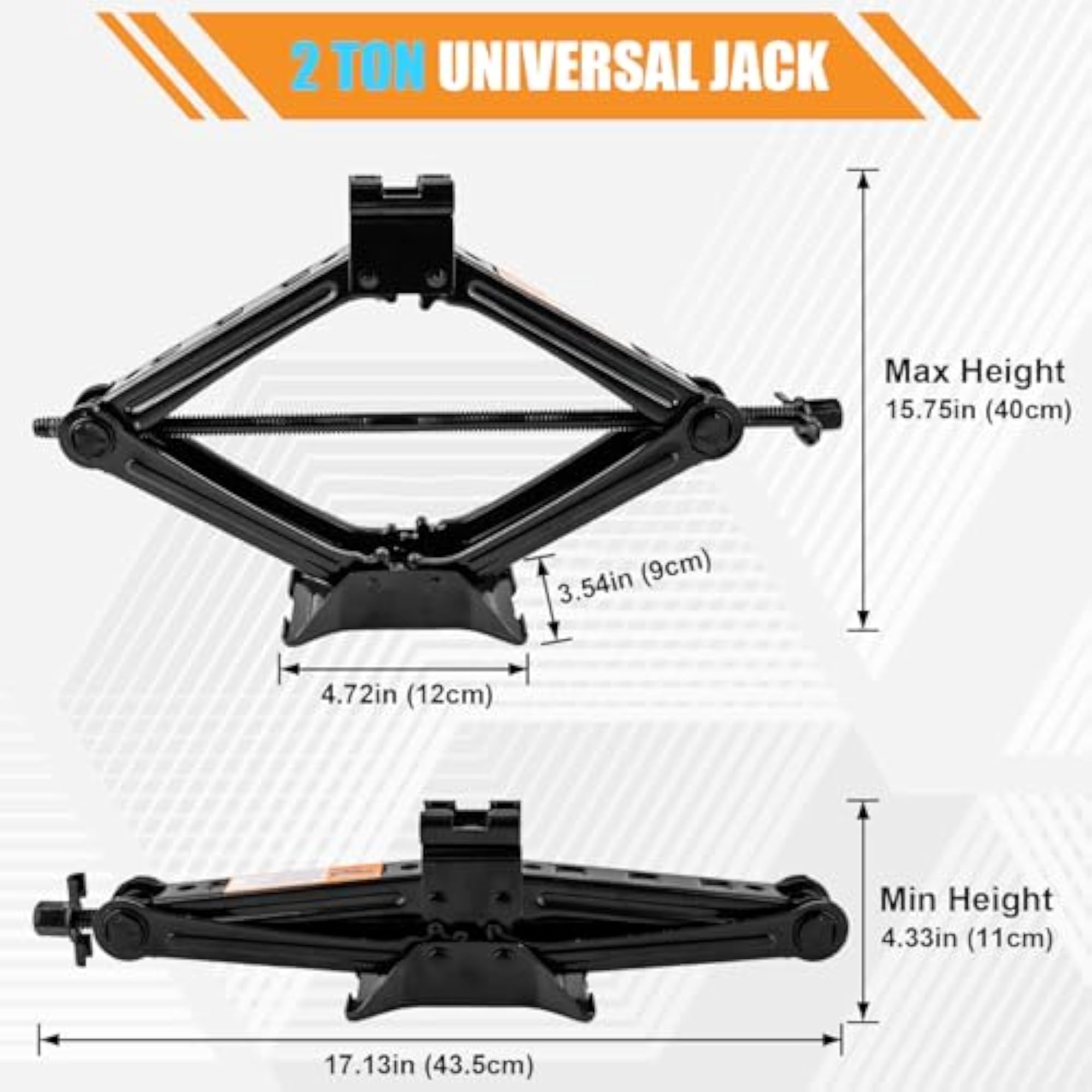 Car Jack Kit, Portable Scissor for 2 Ton