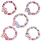 Glowjoy 5 Stück Regenbogen Perlen Armband, Mädchen Schmuck Perlen Armband, Bunte Holz Blumen Schmuck, für Weihnachten Party Mitgebsel Kindergeburtstag Mädchen Kleine Geschenke Kinder