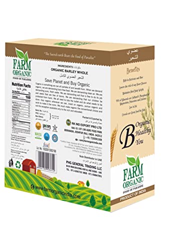 FARM ORGANIC | Organic Barley Whole | 500g | Gluten Free | Vegan | NonGMO | Halal