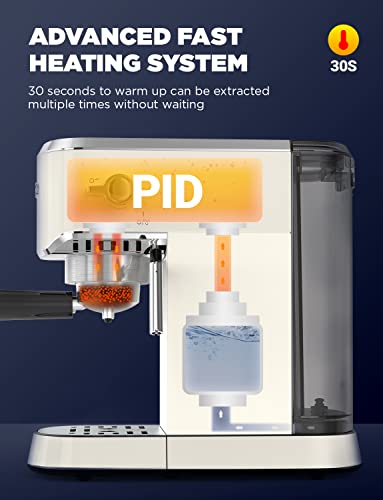 Laekerrt Espresso Machine 20 Bar Coffee Maker Cmep02 With Commercial Milk Frother Steam Wand, Compact Espresso Machine For Latte And Cappuccino (Pear White, Stainless Steel) Gift For Coffee Lovers #TOP2