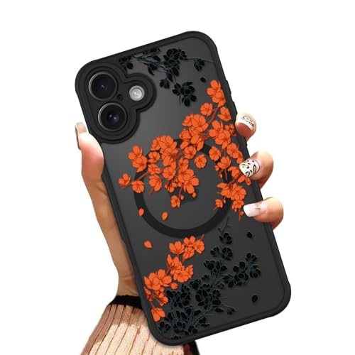 OOK Orange Floral Flowers Phone Case Made for iPhone 17 6.3 Inch