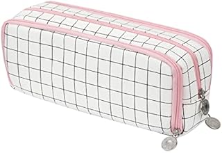 Pencil Case Large Capacity Pencil Bag 3 Compartment Pencil Pouch Big Storage Pen Cases for Girls Boys Middle High School College Students Teen Adults Office Organizer Gifts (Plaid White)
