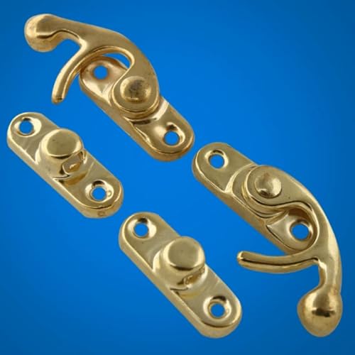 YINSHIU Antiker Knüpfhaken, Kastenverschluss, Haken, Türhaken, Schloss, Knüpfhaken, Bronze, Bandschrauben (Gold), 12 Stück