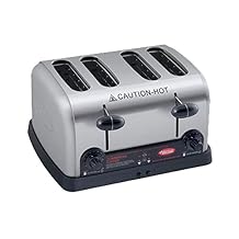 Hatco 4-Slot Pop-Up Toaster | Electric Bread Bagel Warmer with Removable Crumb Tray | 1-1/4" Wide Self-Centering Compartments | 220 Slices/Hour | 13.63"W x 8.13"H x 12.38"D | Stainless | 2600W, 240V