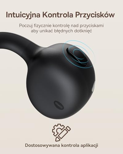 Baseus MC1 otwarte słuchawki, słuchawki Bluetooth z klipsem i autonomią 40H, jakość dźwięku HiFi Bass Ai, wygodny i lekki (5,2 g), klips z ochroną IP57 przed kurzem i wodą