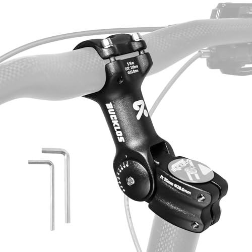 BUCKLOS Adjustable Bike Stem 31.8mm 25.4mm Riser Handlebar Stem 100/110/120/130/140mm 60 Degree Extender Bicycle Mountain Bike Stems for MTB Road E-Bike BMX