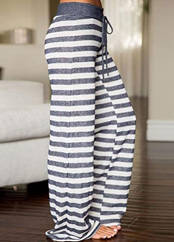 Image of Elsofer Women's Comfy Lounge Pants Soft Floral Pajama Pants Loose Drawstring Wide Leg Palazzo Pants for Sleep, Casual Wear