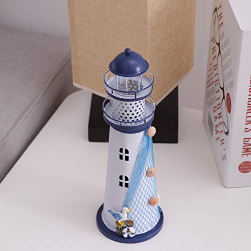 Lioobo Led Lighthouse Shape Candle Lantern Mediterranean Style Iron Candle Holder For Desktop Furniture Home Decoraton (Seabird) #TOP7