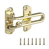 WellMade Swing Bar Door Lock Latch,Door Security Latch for Kids Safety and Home Security, Reinforcement Door Latch Guard Clasp（Bright Brass，1 Pack)