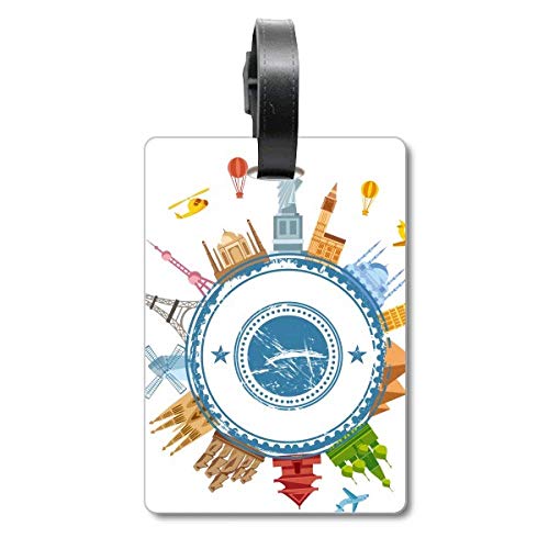 Étiquette de valise World Earth motif paysage urbain pour identification bagage