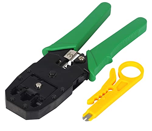 Kit Alicate Crimpar com Descascador Lâmina de Corte e Desencapador Cabo de Rede Internet Lan e Testa