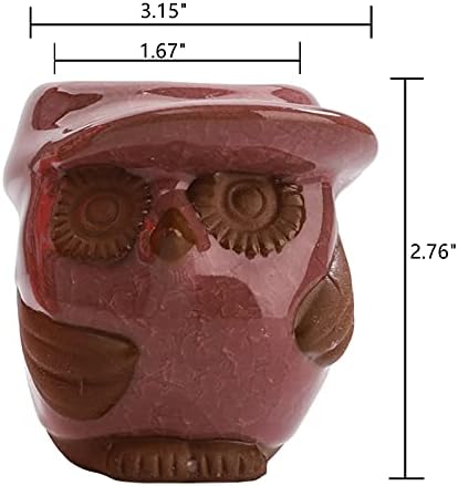 Dicunoy 6 Pack Small Ceramic Succulent Planter, 8cm Handmade Porcelain Mini Owl Pots for Plants, Flowers, Cactus, Gift (Plants not Included)