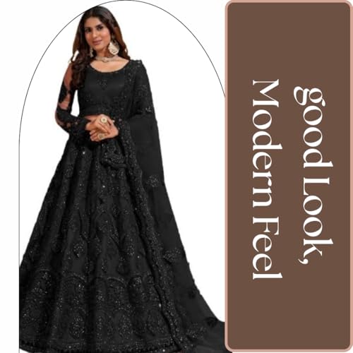Image of ZAALIMA FASHION Women's Semi Stitched satin blend Lehenga Choli with Embroidered Pattern Unstitched Blouse and Dupatta Set | Women's Lehenga Cholis