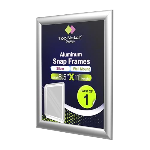 Top Notch Displays Snap Frames 8.5 x 11, Aluminum Frame, Wall Mount, 1