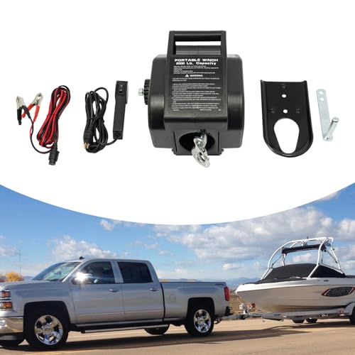 Winche eléctrico para remolque de botes 2000lbs 12V con control remoto miniatura 6