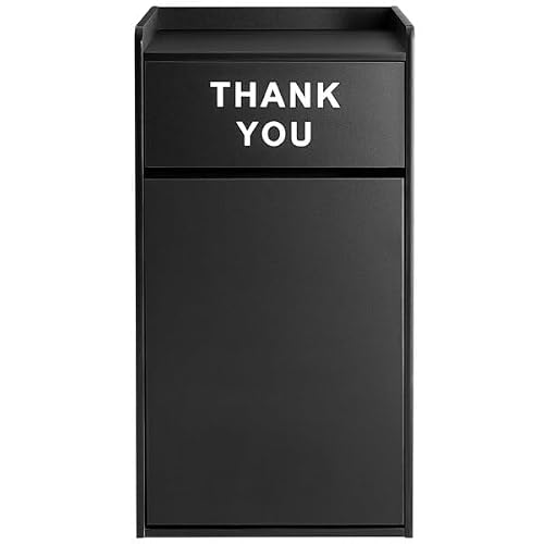 PRO&Family Commercial Trash Cans Square Large Trash Can with Lid Commercial Garbage Can Restaurant Trash Can Square Trash Can (1, Gray, Square with Enclosure, 35, Gallons)