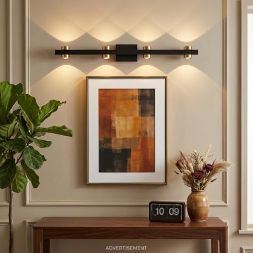Image of Modern Mirror Light with 8 Up Down Beams | 3 Color LED Wall Light for Bathroom & Living Room | Metal Wall Mount Light Fixture for Home Decoration | Indoor Use Only